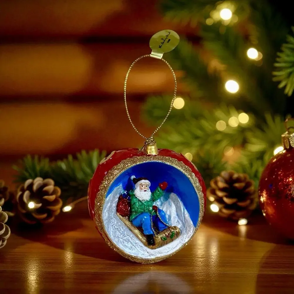 Danbury Mint Santa At The North Pole Sleigh Ride Christmas Ornament Collectible
